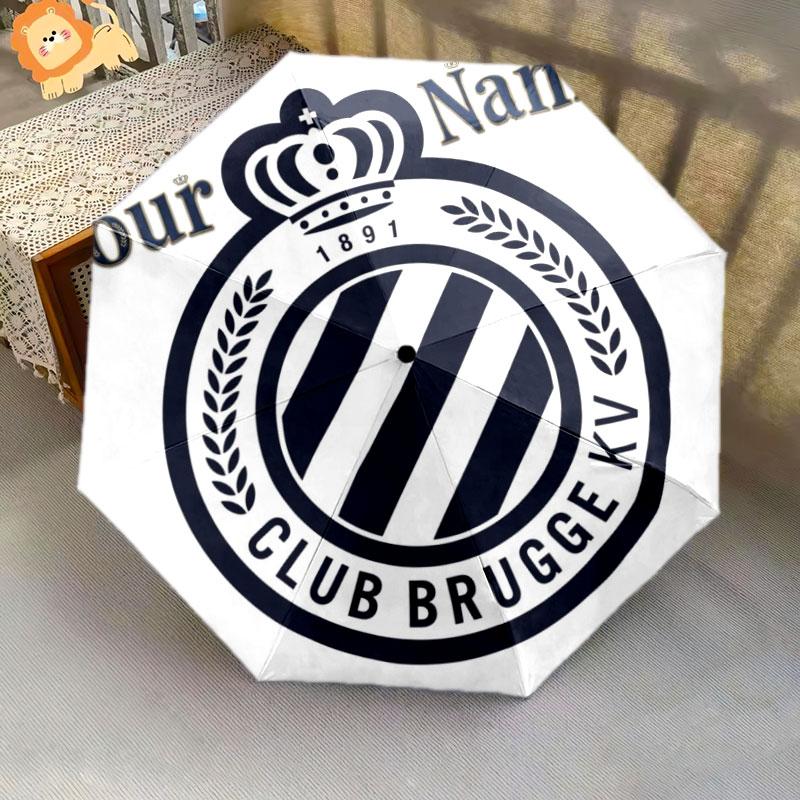 1 PC Automatic Folding Umbrella - Club Brugge KV Custom Name Pattern, Portable & Foldable Design with 8 Ribs, Christmas Birthday Gifts