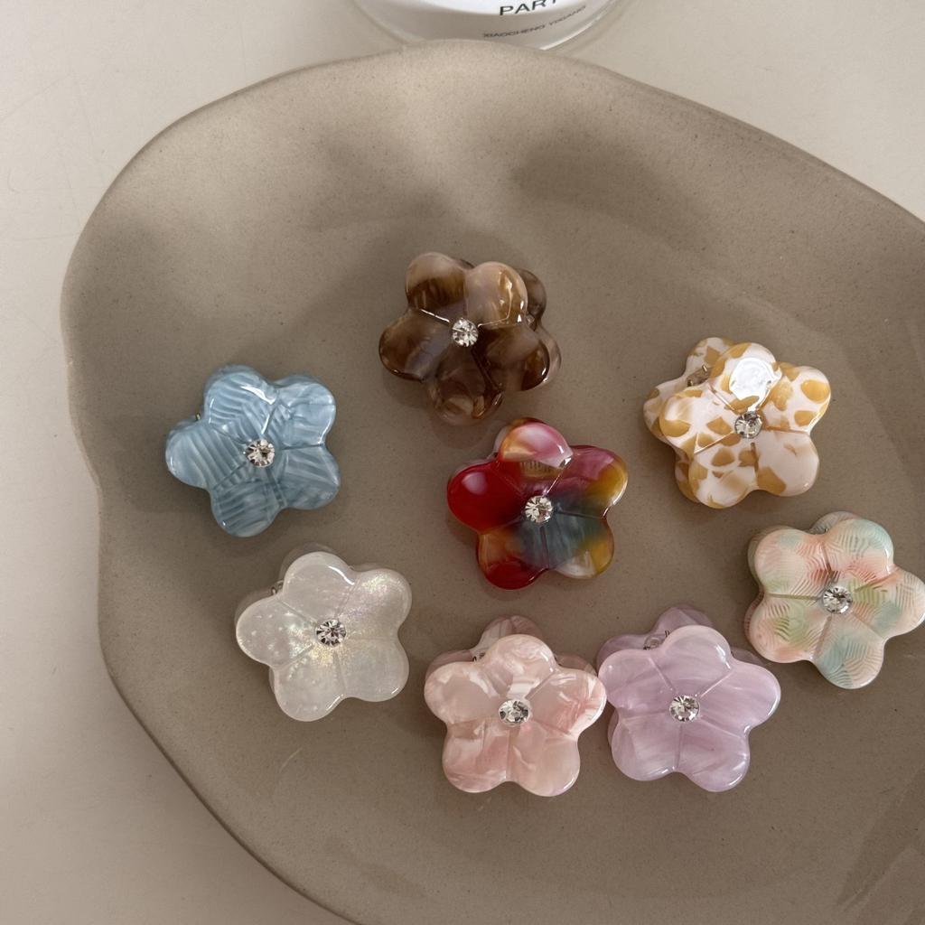 2Pcs Floral Acetic Acid Small Grab Clip Fashion Hairpin Fresh Mini Floral High-end Princess Head Cute Hair Accessory