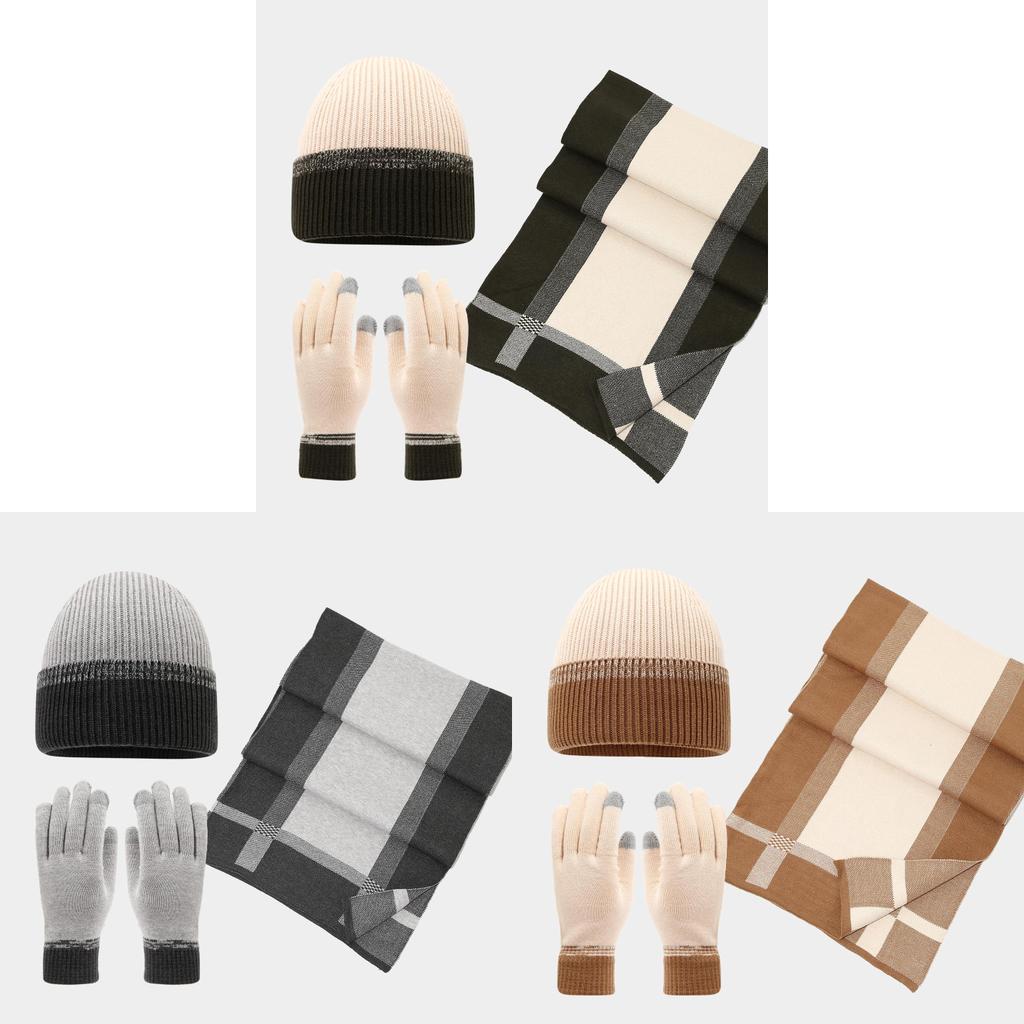 Fashion Knitted Hat Scarf Gloves Set For Winter Warmth With Stylish Design For Men Women