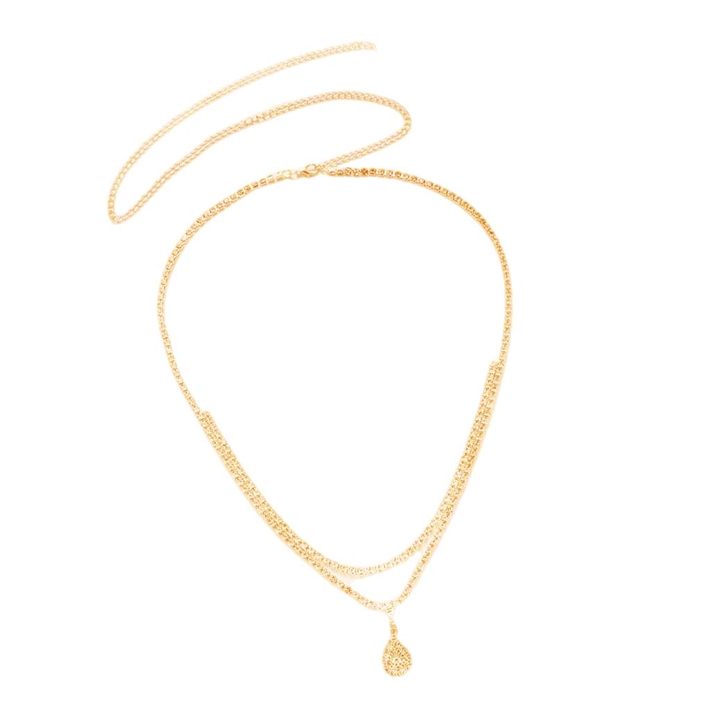 Double Layer Waterdrop Pendant Waist Chain Body Jewelry For Women Beach Party Daily Wear Elegant Accessory