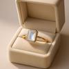 White Moonstone Emerald Cut Gold Plated Ring for Women – Elegant Minimal Jewelry