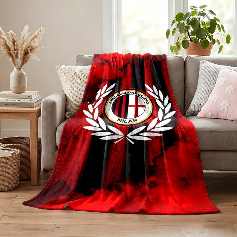 AC Milan Blanket Flannel Blanket Soft Cozy Plush Throw for Sofa Bed Lightweight Home Decor