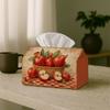 2D Flat, 1pc Vintage Rustic Print Tissue Box with - Apple Still Life Tissue Box Holder, Waterproof, Suitable for Bathroom, Living Room, Bedroom, Dress