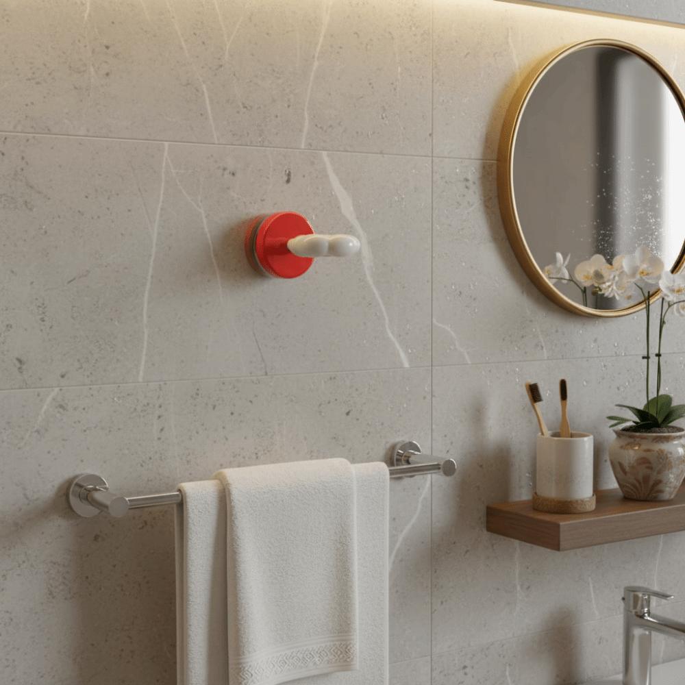 2pcs Cute Detachable Rotating Suction Cup Hook Cream Color Plastic Bathroom Hook Portable Adhesive-Free Hanging Hook Office