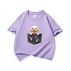 Kids Cotton T Shirt Lovely Pocket Golden Retriever Puppy Dog Print Crew Neck Short Sleeve Tee Breathable Boys Girls Summer Tops