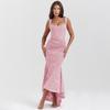 Summer hot-selling new sexy fashion one-word collar tube top, fish bone hip wrap, fish tail long dress women