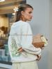 Chic Chrysanthemum Print Round Neck Sweatshirt - Trendy Casual Autumn/Winter Style