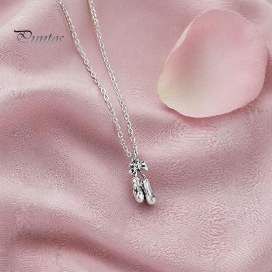 Delicate Ballet Pendant Shoes Necklace, Elegant Ballerina Dainty Lightweight Charm Necklace Dancer Stylish Jewelry for Women Girls