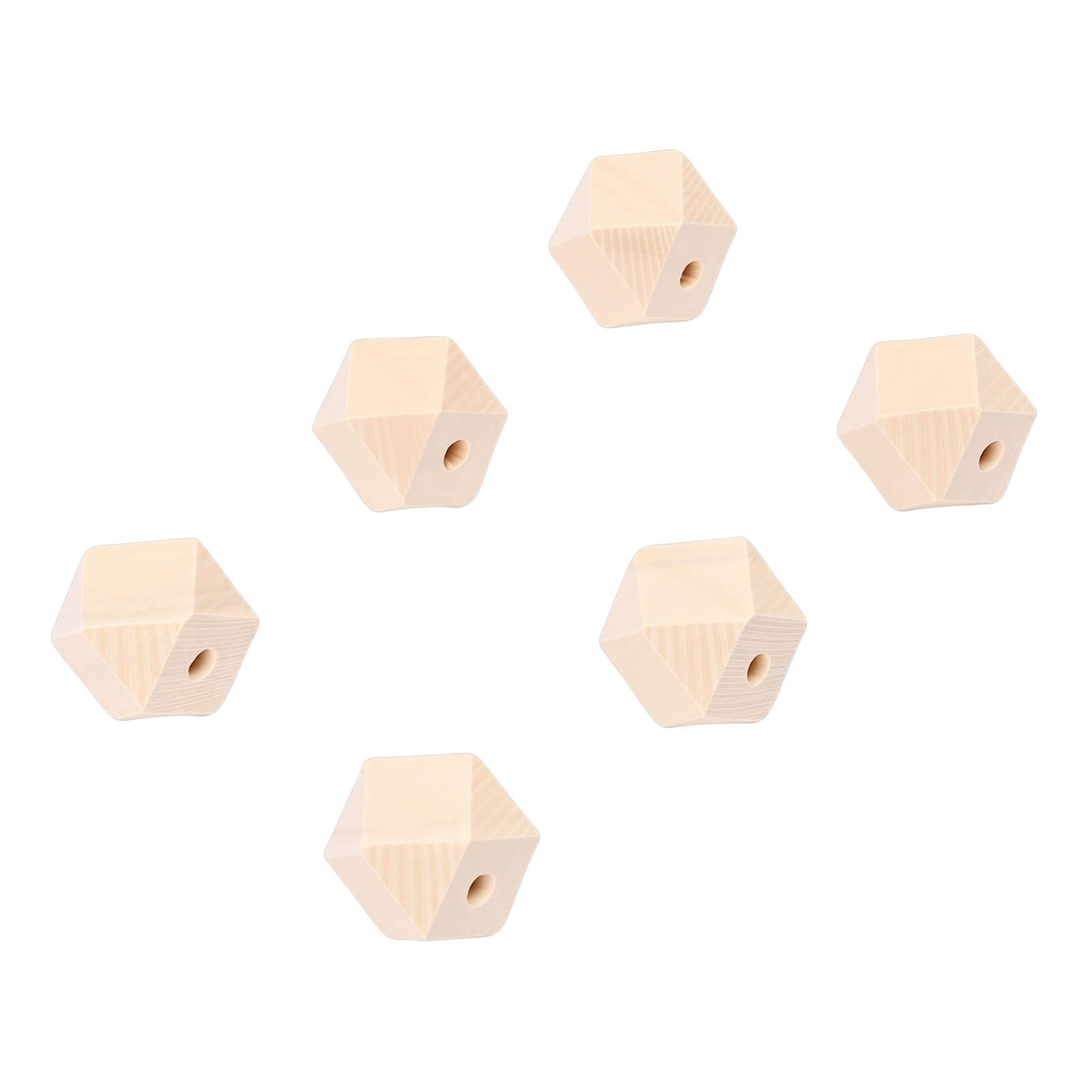 100Pcs Wooden Polygonal Beads Geometric Shape Decorative Beads for Making Crafts Pendants Ornaments 20mm