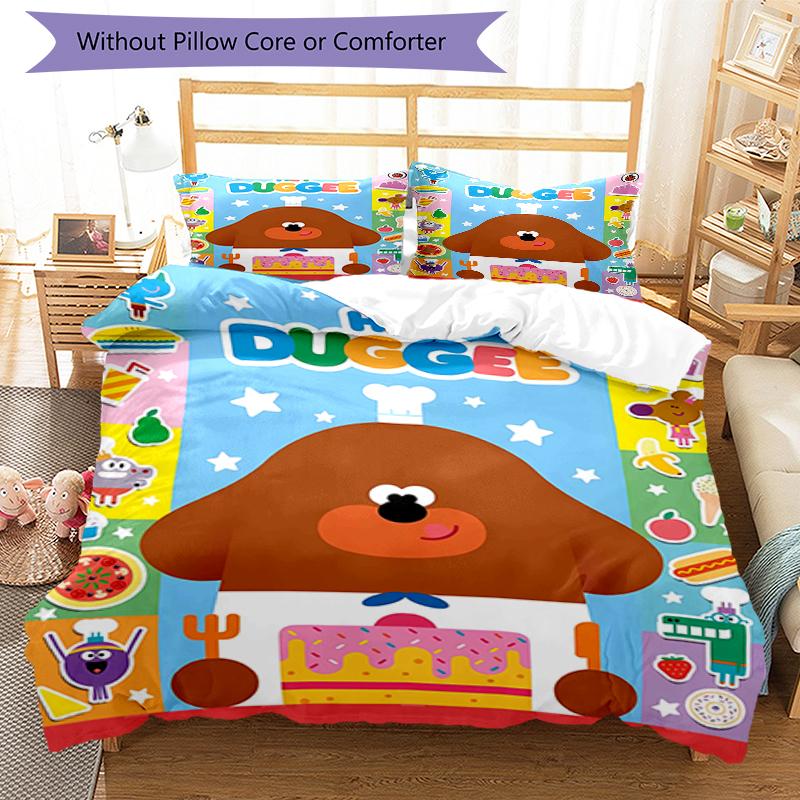 3pcs Hey Duggee3 Design Cover Set - HD Printed Bedding with 1 Cover and 2 Pillowcases - Perfect for Home and Dorm Decor