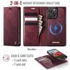 For iPhone 16 Pro Case CASEME C49  Compatible with MagSafe RFID Blocking Detachable Wallet Leather Phone Cover