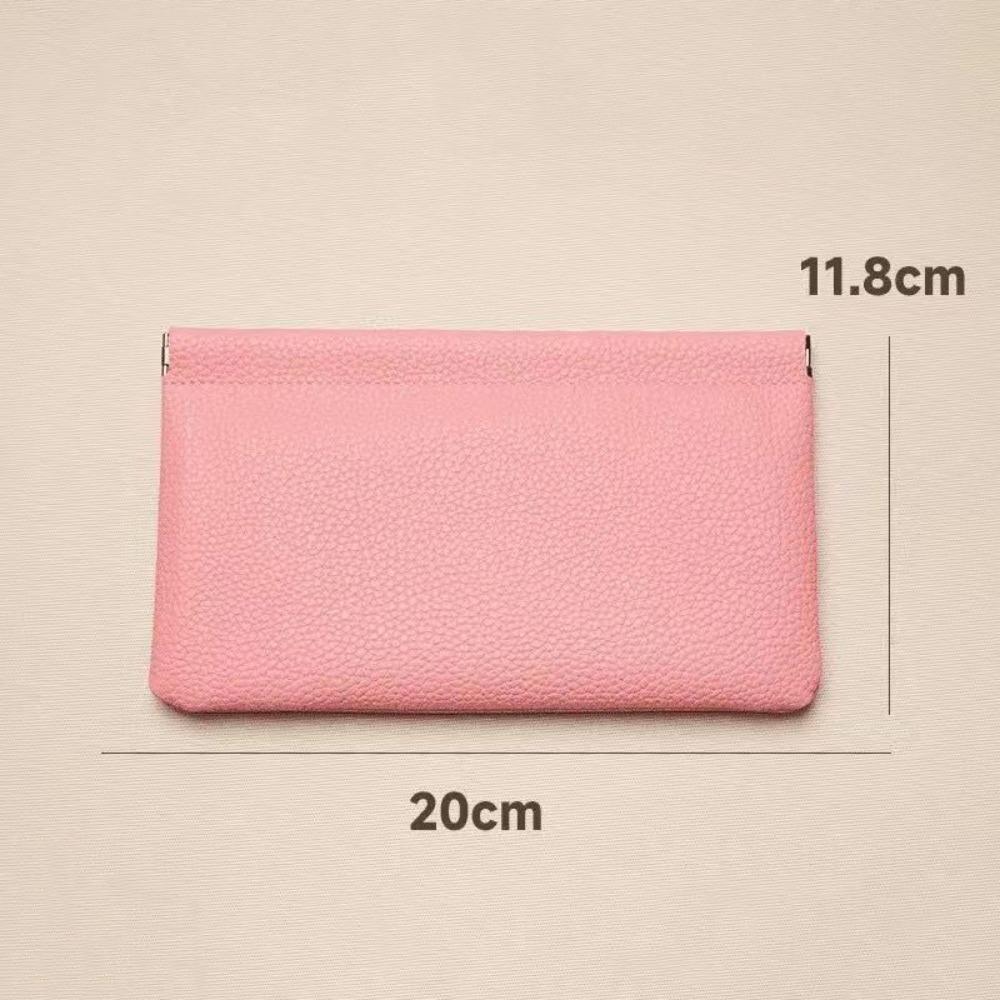 

Soft Pebbled Leather Self-closing Coin Purse Long Portable Card Holder Storage Passport Holder Lipstick Holder розовый