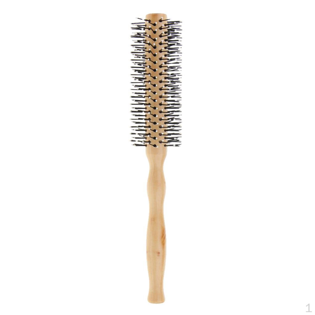 

Round Hair Brush Wooden Handle Rolling ing Hairbrush - as shown, S M
