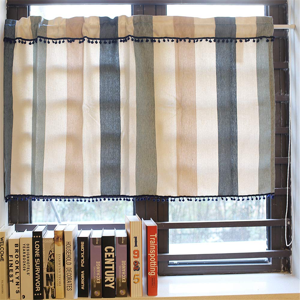 WPKIRA Blackout Cafe Short Nordic Colorful Striped Curtains for Small and 1 145cm Wide x 40cm Long Curtains, Curtains, Windows, Cafes, Kitchens,