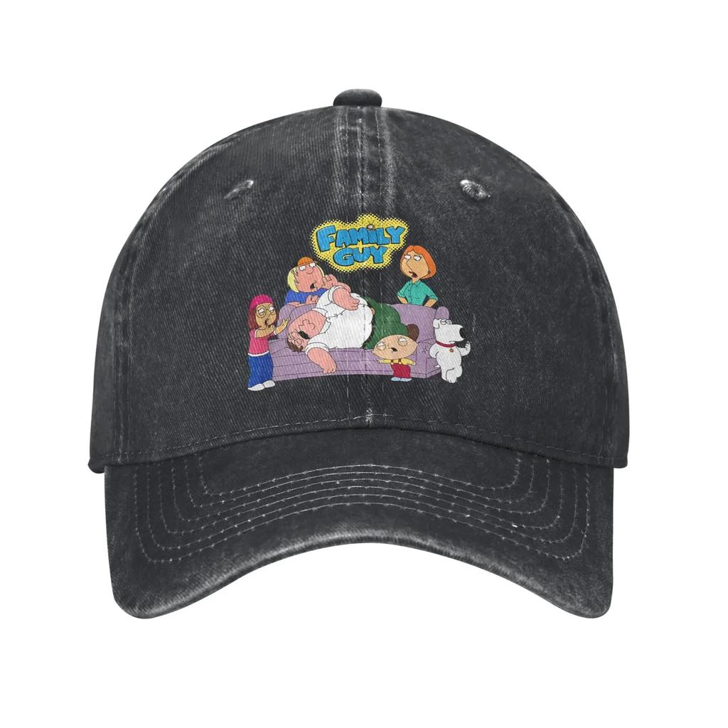 Vintage Families Cartoon Peter Griffin Knee Injury Baseball Cap Men Distressed Denim Washed Sun Cap Outdoor Adjustable Caps