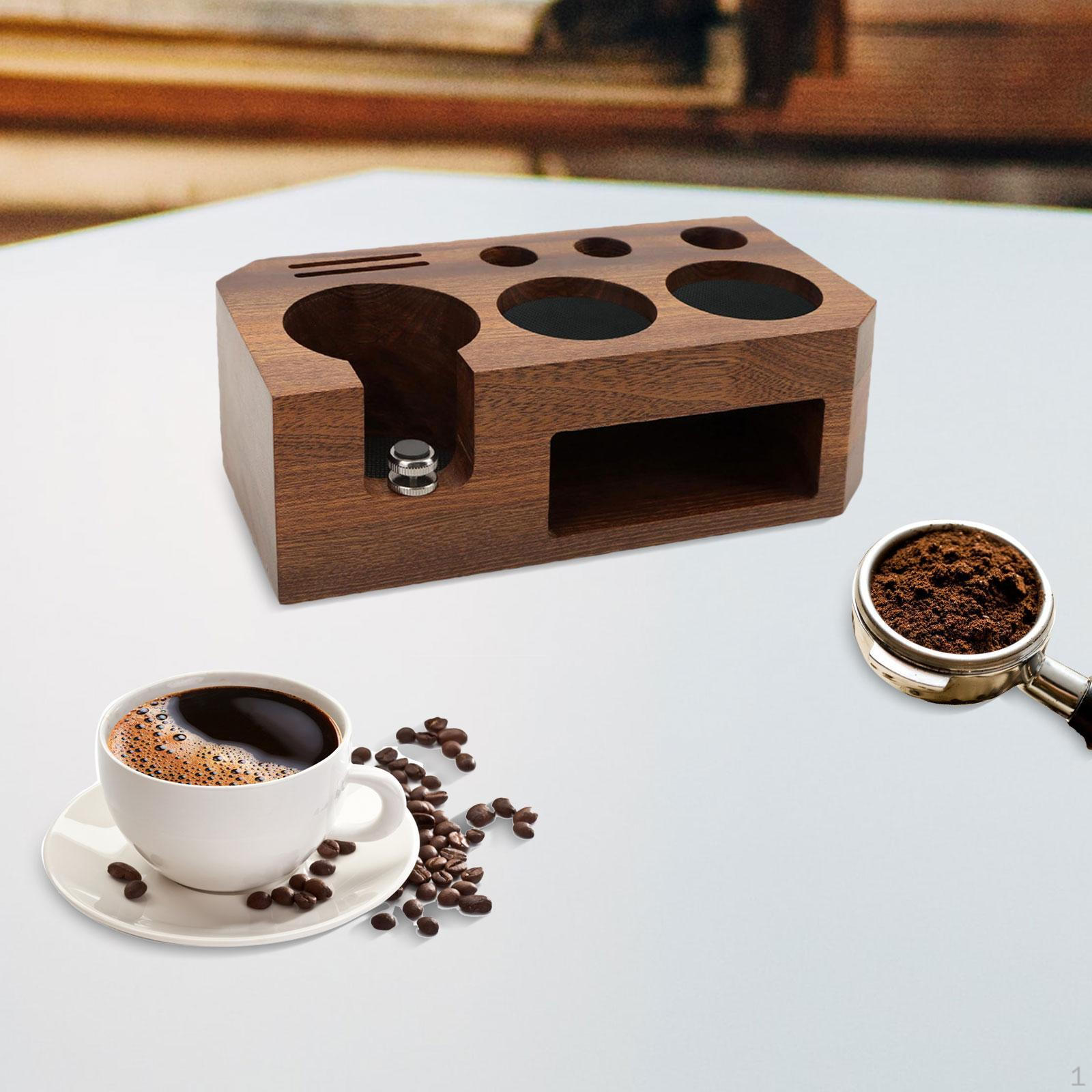 

Coffee Press Stand, Espresso Tamping Station, Universal Non-Slip Wooden Station Base fits 51mm 54mm