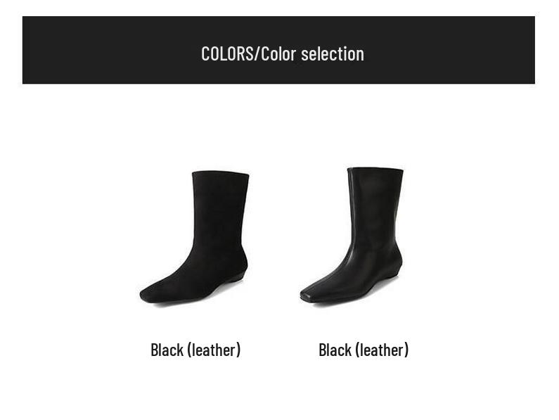 British-Style Ankle Boots - Autumn 2024 Cowhide Square Toe, Low Heel, Slim European-American Workwear