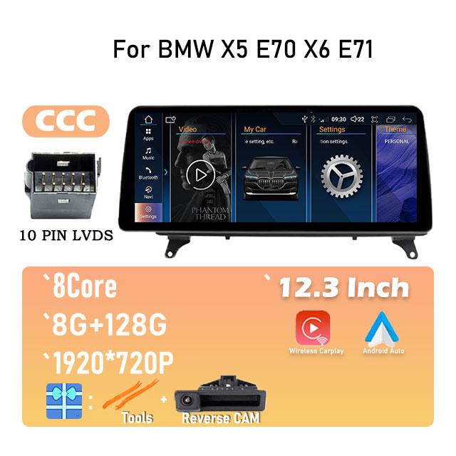 Android 14 For BMW X5 E70 X6 E71 CCC / CIC System IPS HD Touch Screen Car Video Player Multimedia Radio Stereo GPS Navigation