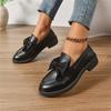 Modische Damen-Loafer mit Rundspitze und Schleife, Übergröße, Kleine Lederschuhe