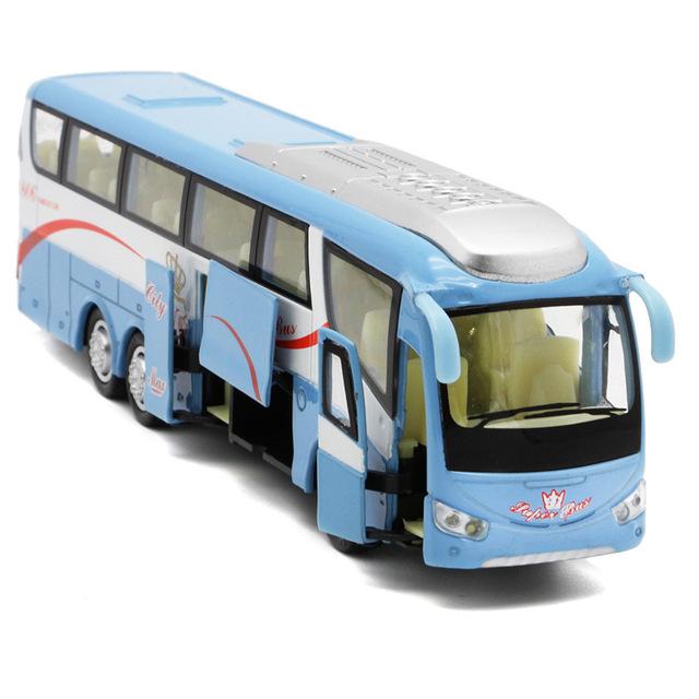 Passenger Bus Model Simulation Alloy Pull Back Car Model Collection Ornaments Children's Toys Diecast Car Fun Toys For Boys
