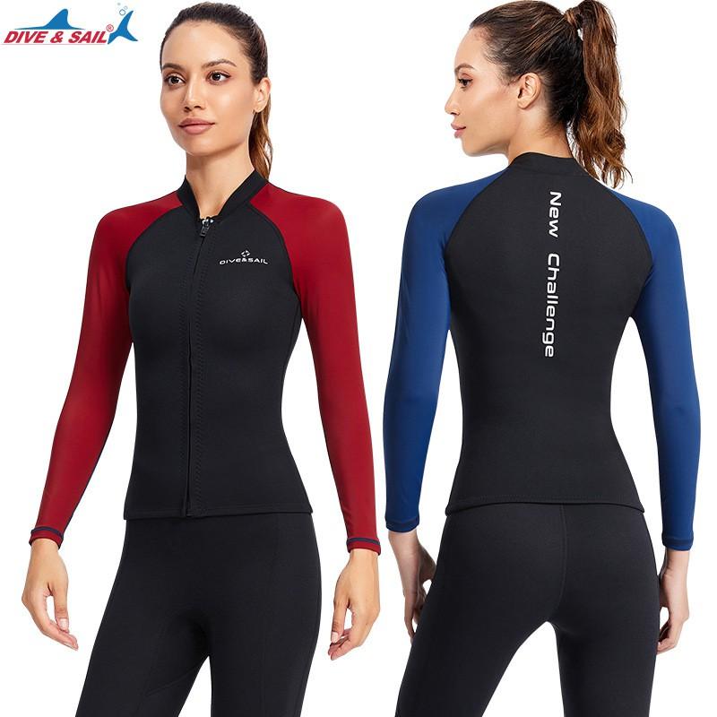 1.5MM Diving Suit Men's Split Top Long-sleeved Thermal Women's Snorkeling Surfing Sunscreen Swimsuit
