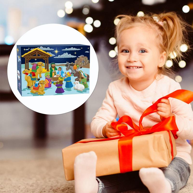 Weihnachtspuzzle für Erwachsene 24 Felder Krippe Jesus Puzzles Puzzle Kalender Religiöse Szene Winterfest Puzzle