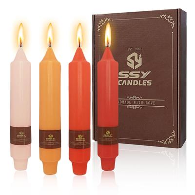 7 Inch Candlesticks Unscented Dripless Orange Gradient Tapered Candle Set for Halloween Thanksgiving Home Decor, 4 Pack