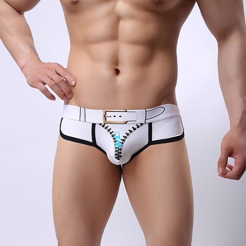 Men's Elastic Tight Low Waist Solid Color Sexy Men's Stretch Skinny Fashion Fun Print Sexy Shorts Cotton Briefs