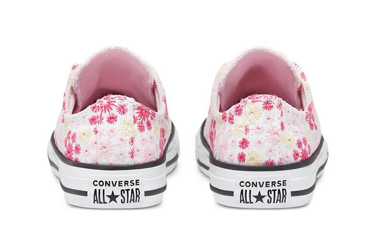 Converse Chuck Taylor All Star Low top Kids Canvas Shoes Embroidery Pink White 671287C