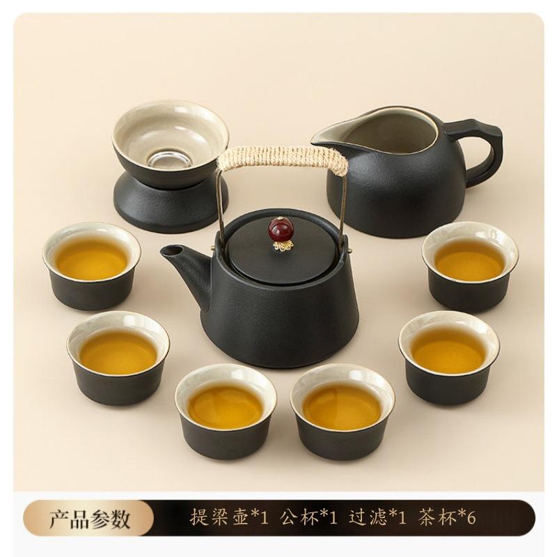 Black pottery Kung Fu tea set, tea tray 1011 new home young people drink tea, special teapot for making tea, a complete set of teacups