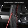 Leather Hand-Stitched Non-Slip Car Steering Wheel Cover - All-Season Microfiber Grip