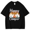 Happy Camper Camping Theme Printed Cotton T Shirt Women Unisex Teens Fashion Hip Hop Harajuku Casual Short Sleeve Tops Tees Shirts