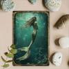 Vintage Mermaid Metal Wall Poster for Home Kitchen Bar Garage Gift