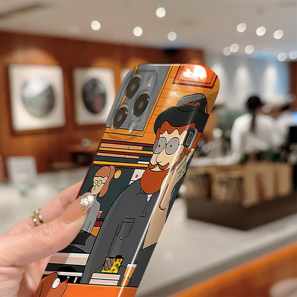 For iPhone 16 Samsung S23 S22 A13 A23 A52 A33 Huawei Honor Xiaomi Redmi OPPO Vivo Cartoon Old Man Design Full Lens Protect Hard Shockproof Back Case
