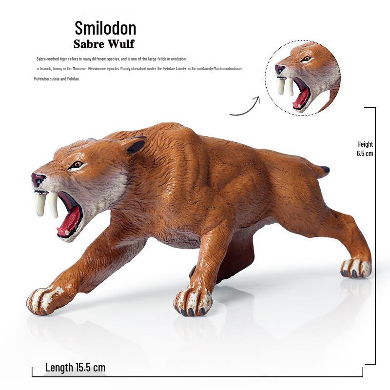 Ice Age Prehistoric Animal Models: Saber-Toothed Tiger, Saber-Toothed Lion, Dire Wolf, Mammoth, and Elephant Toy Collection