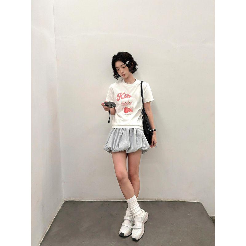 

[210g 40-Count Combed 92% Cotton + 8% Spandex Back Collar] Slim Fit, Flattering, Regular Shoulder Short-Sleeve T-Shirt for Women, Summer White White S