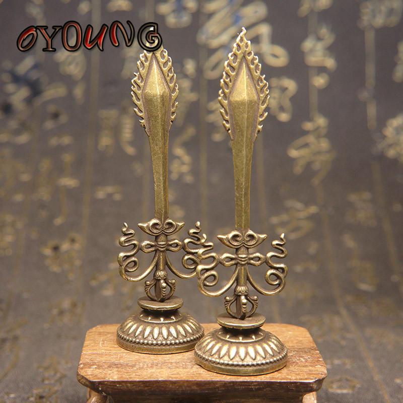 Pure Copper Manjusri Wisdom Sword Tibetan Nepal Buddhist Vajra Sacrificed Tailsmen Instrument Putting Decoration Figurines Craft