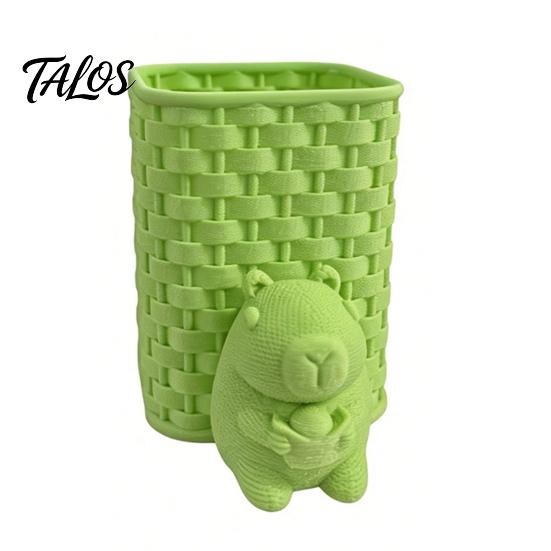 Desk Pen Organizer Capybara Holder, 3D Printed with Basket Pencil Cup Cup, Cute Animal for Makeup Brush Stationery