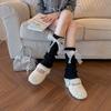 Lace Trim Slouch Socks Knit Design Ruffled Leg Covers Cozy Knit Leg Warmers  For Women