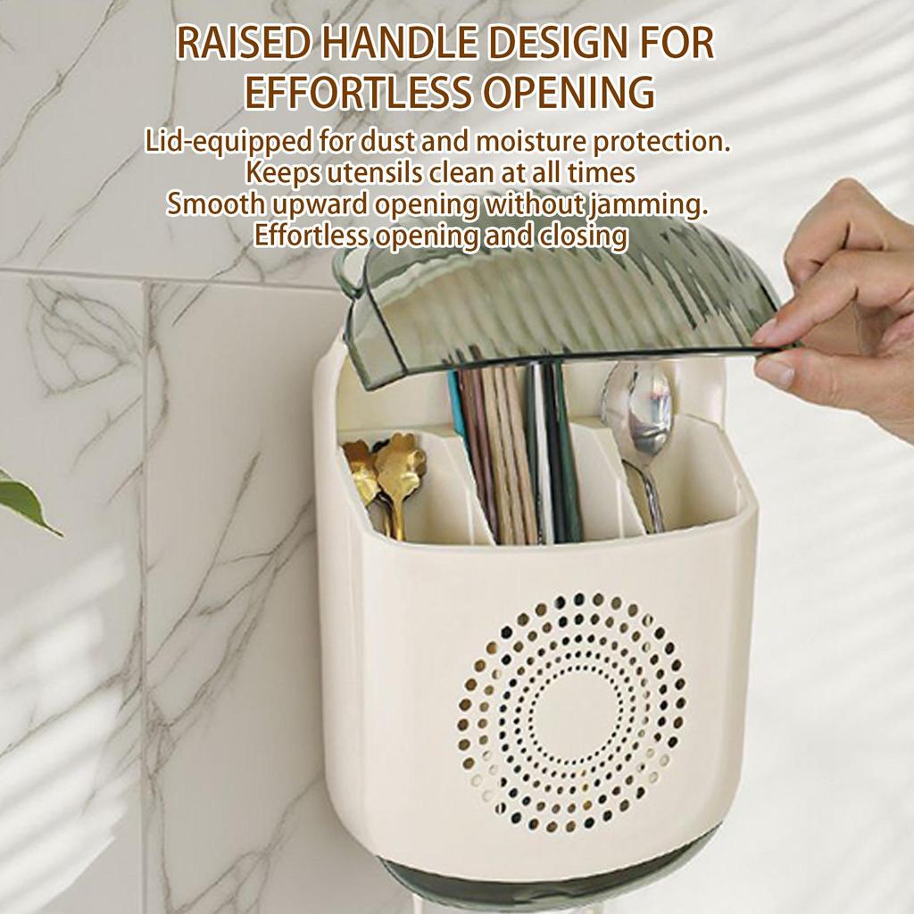 Kitchen Utensil Holder Kitchen Utensil Stand Basket Wall Mounted Adhesive Removable Organizer For Dorm Cabinet Apartment Counter