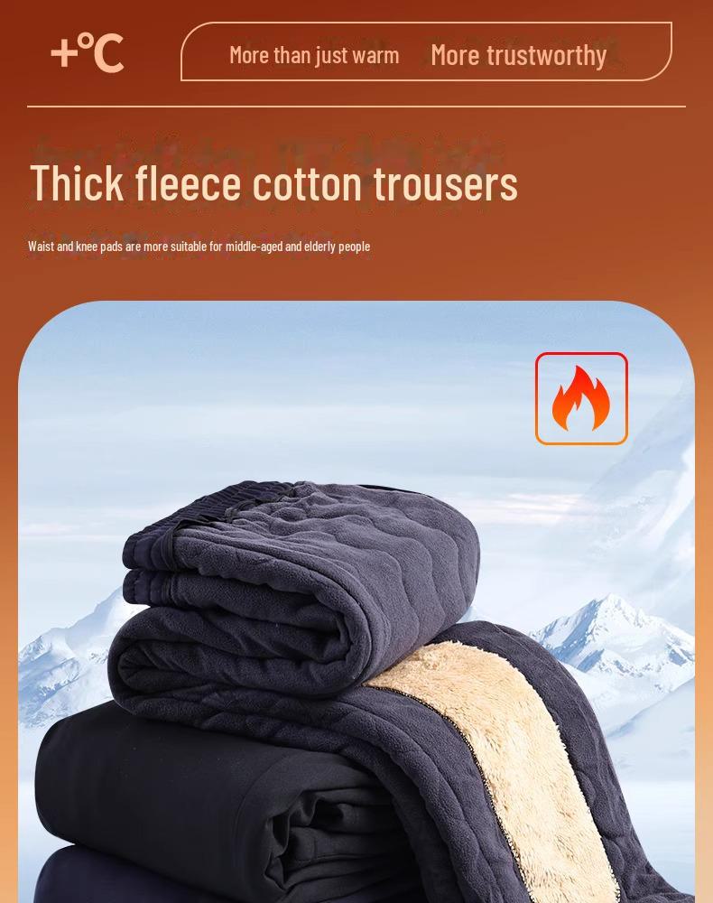 Men's Thickened Cotton Winter Trousers - Casual and Warm for Middle-Aged and Elderly Dads