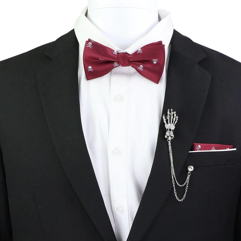 Набір краваток-метеликів, візерунок із зображенням черепа-дракона, чоловіки, платок із метеликами, брошка з китицями, весілля, вечірка на Хелловін,