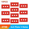 3709 2x4 Plate 3 Holes Reinforced DIY Building Blocks Accessories Hole Bricks Suitable For All Brands Small Particles Toy