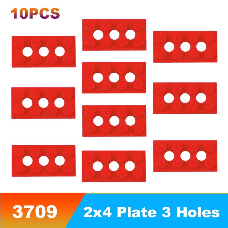 3709 2x4 Plate 3 Holes Reinforced DIY Building Blocks Accessories Hole Bricks Suitable For All Brands Small Particles Toy