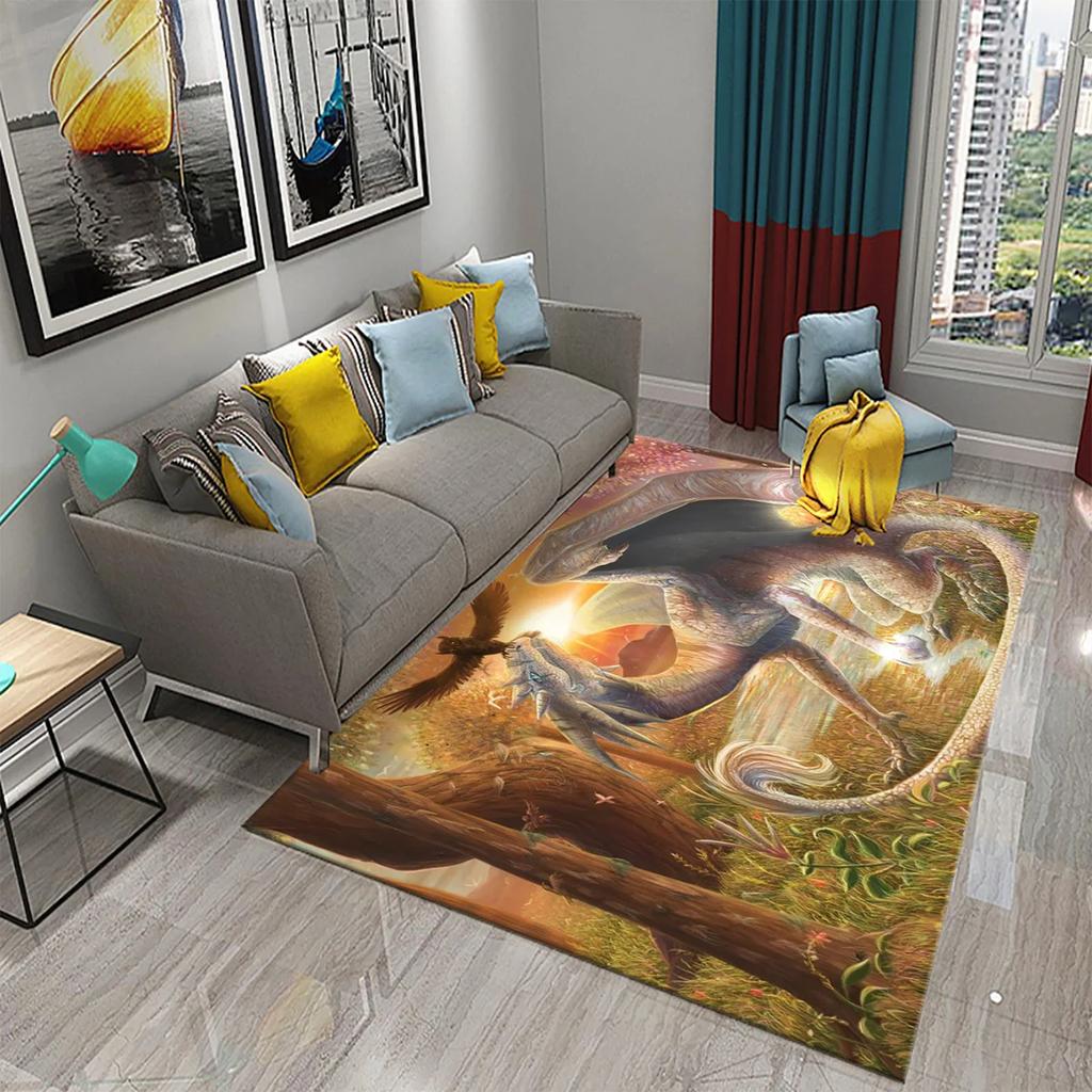 Modern Dragon Pattern Carpet for Living Room Bedroom Bathroom Entrance Non-slip Carpet for Children Play Home Decor Floor Carpet