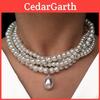 Vintage Gelaagde Parelketting Met Onregelmatige Waterdruppel Hanger Voor Vrouwen Zomer