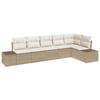Garden Sofa Set with Storage 6 Pcs Beige and Cream Poly Rattan