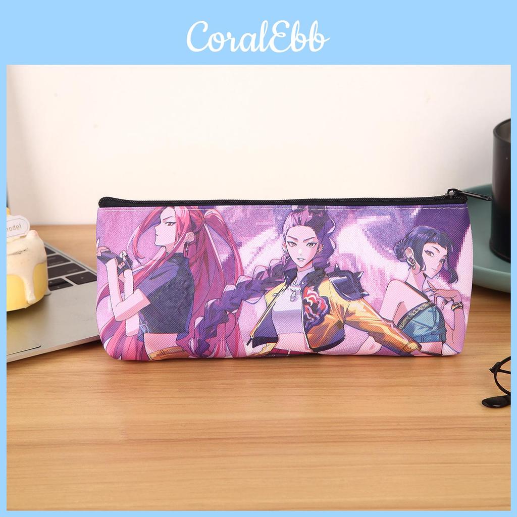 Kpop Demon Hunters Pen Case Large Capacity Pu Storage Bag For Students And Office Use