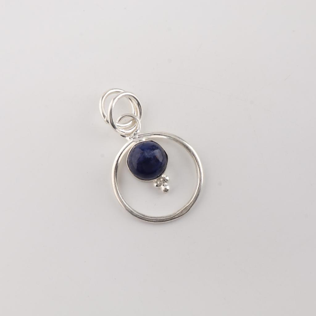 Natural Sodalite Gemstone 925 Sterling Silver Jewelry Elegant pendant 1.2" For Her PP-68-24