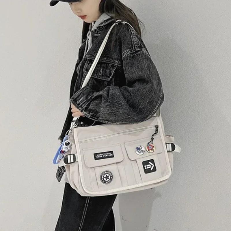Borsa a tracolla in tela Harajuku per uomo e donna Borsa a tracolla in nylon Borsa a tracolla per la scuola per giovani